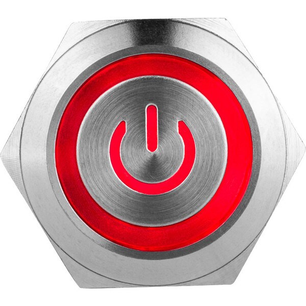 Main product image for SPST Latching Stainless Steel Waterproof/Tamperproof 19mm Push Button Switch with 120V Red LED 060-944